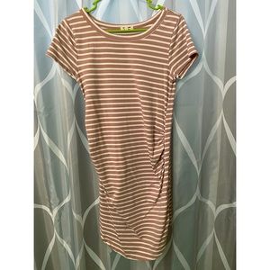 Pink & white striped Maternity dress L